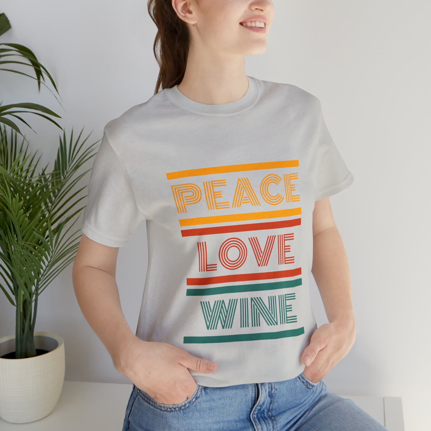 Peace Love Wine Unisex Jersey Short Sleeve Tee