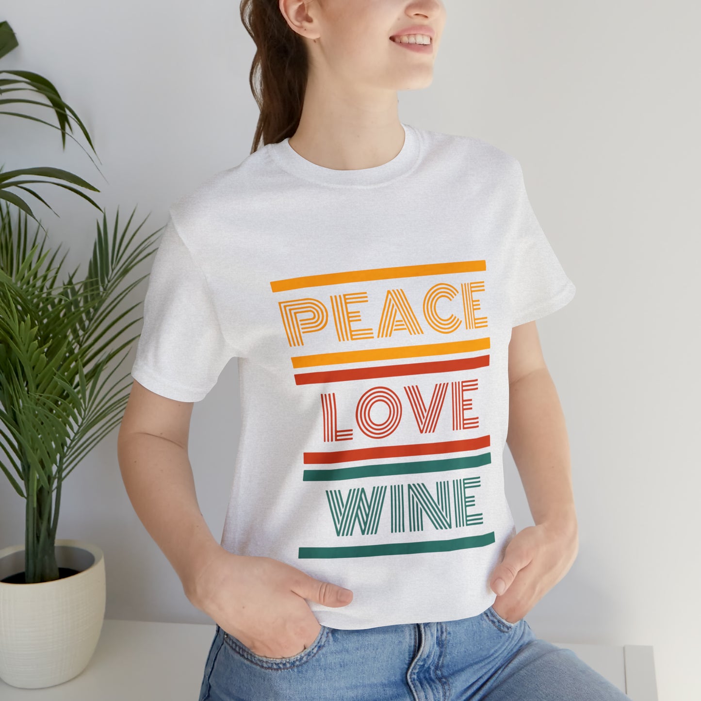 Peace Love Wine Unisex Jersey Short Sleeve Tee