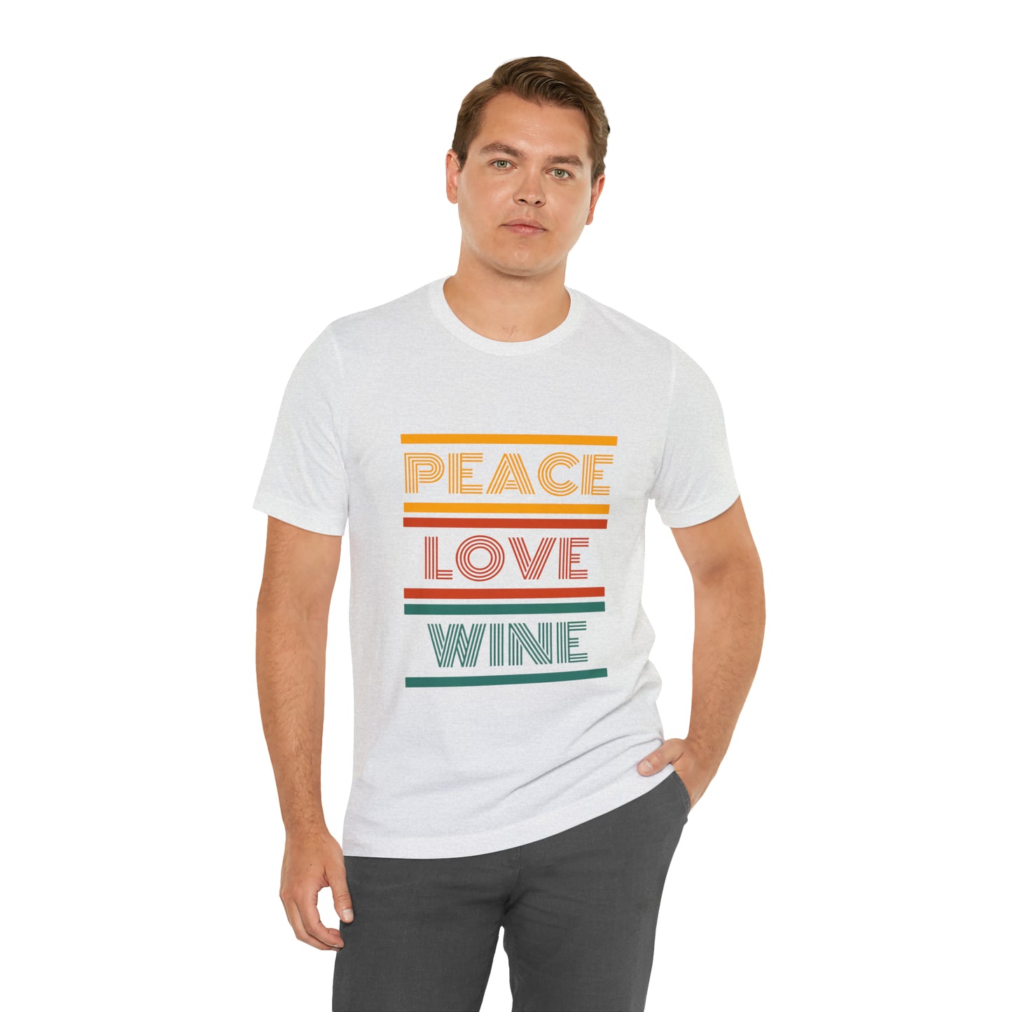 Peace Love Wine Unisex Jersey Short Sleeve Tee