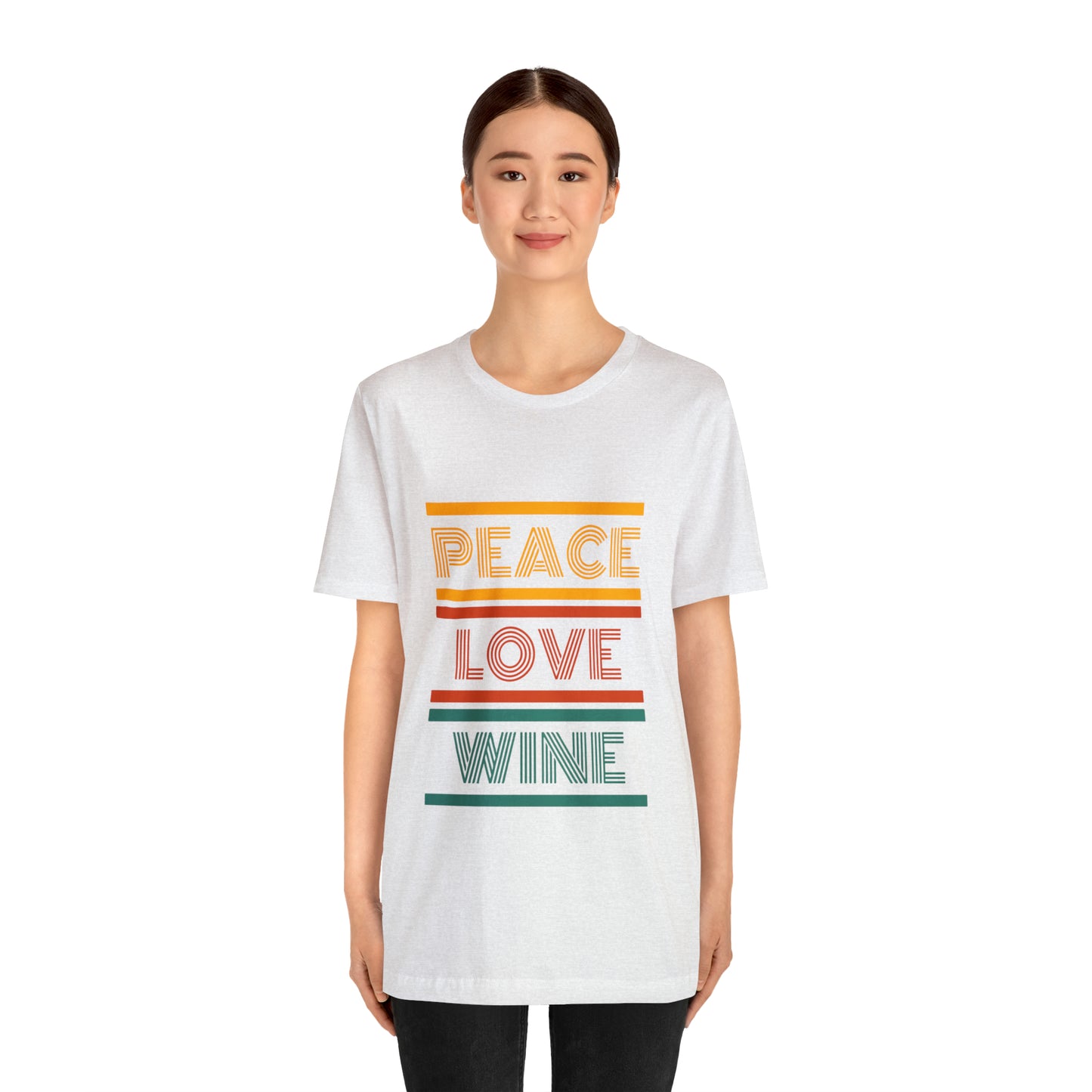 Peace Love Wine Unisex Jersey Short Sleeve Tee