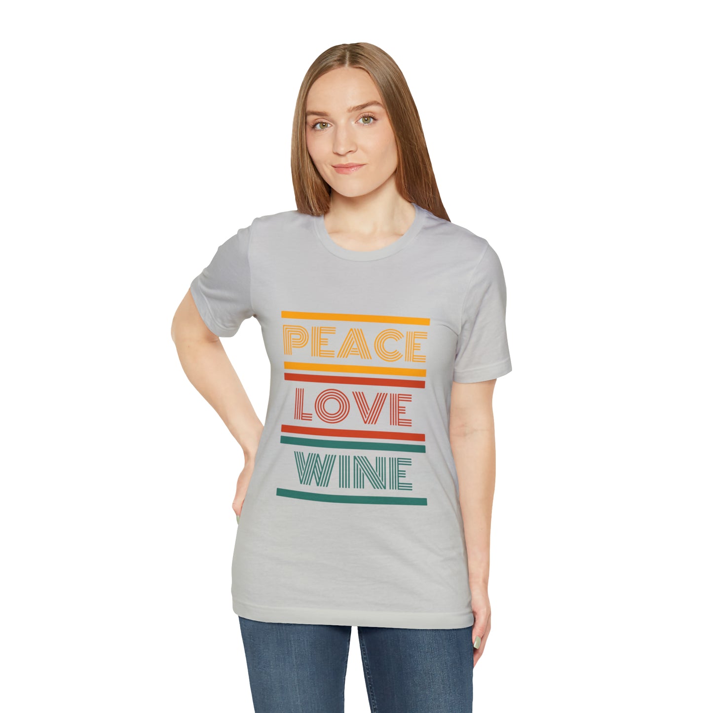 Peace Love Wine Unisex Jersey Short Sleeve Tee