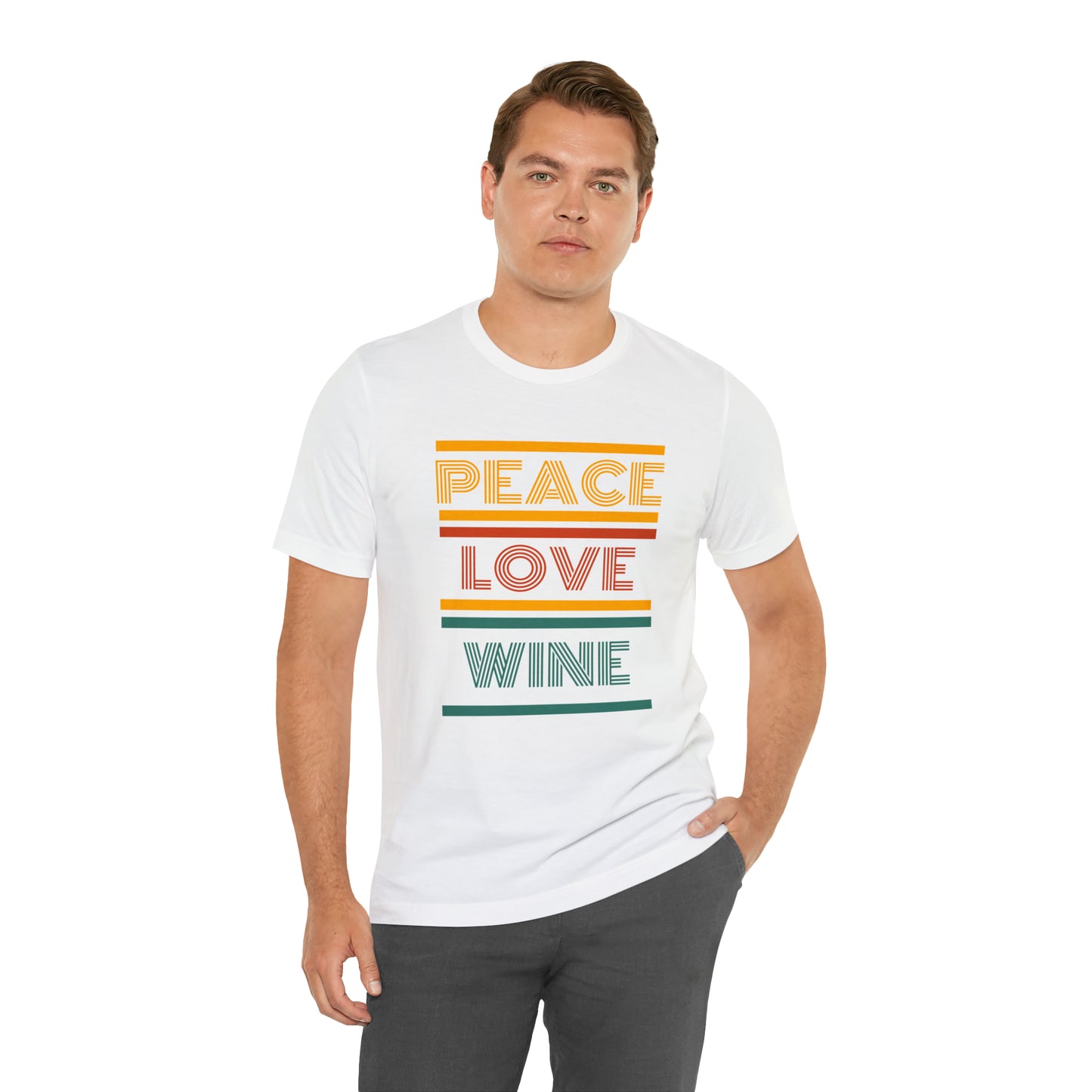 Peace Love Wine Unisex Jersey Short Sleeve Tee