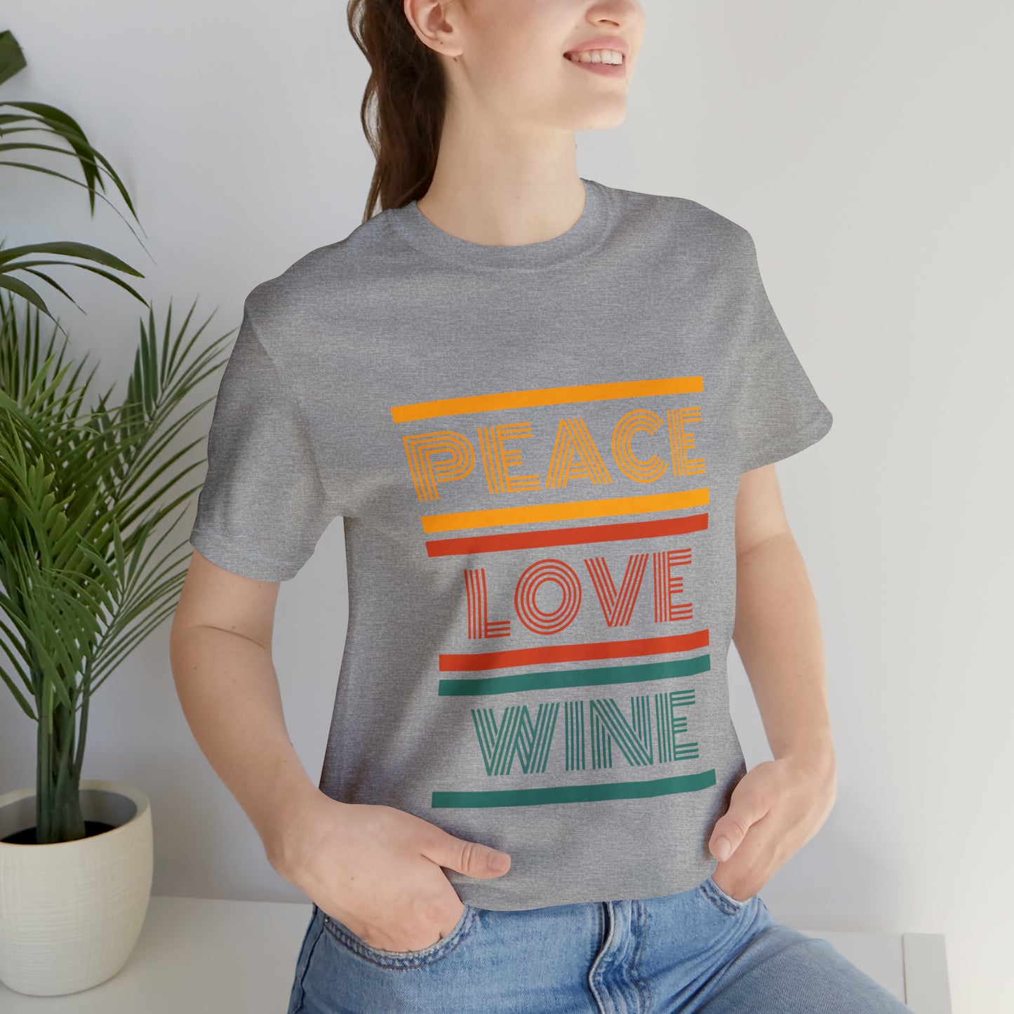 Peace Love Wine Unisex Jersey Short Sleeve Tee